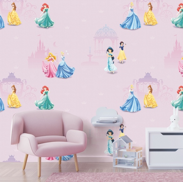 Kids room wallpaper of barbie dolls